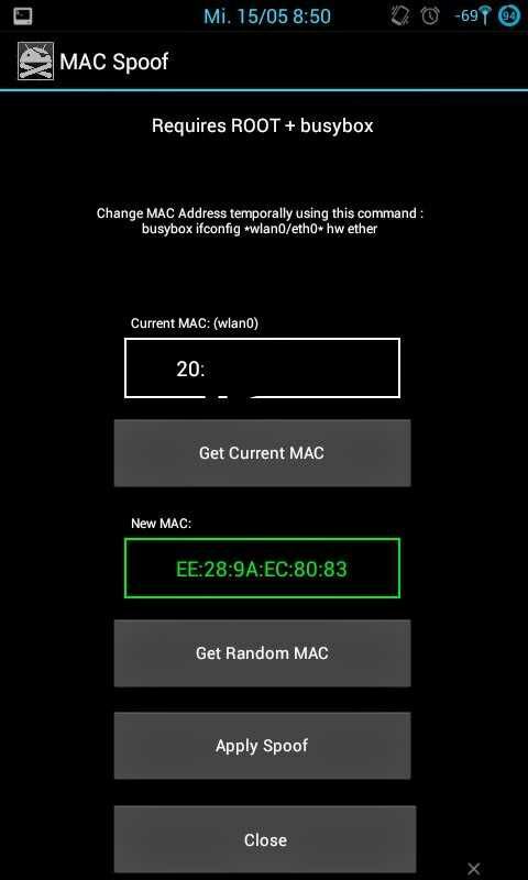 terminal emulator android commands mac address
